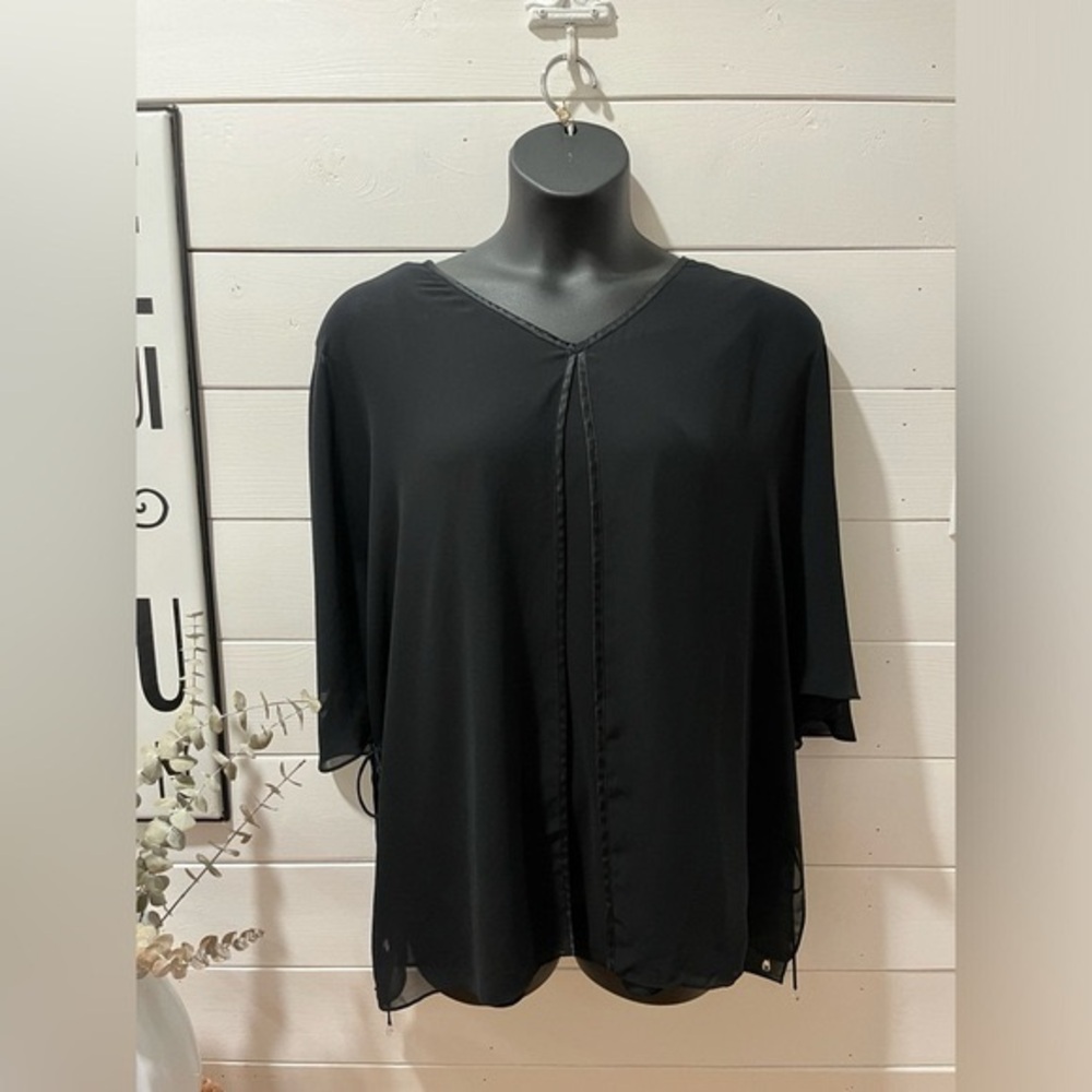 PENNINGTON Black sheer blouse  with built-in camisole underneath. Size X